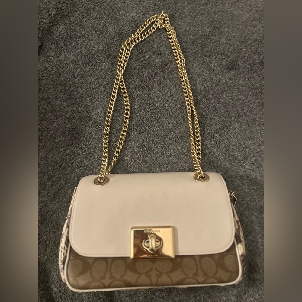 Coach Burgundy Interior with Gold Chain Accents & Snake print on the sides